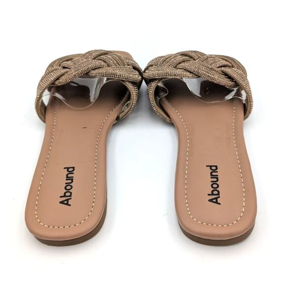 Abound Imani Flat Sandals Rhinestone Slip-On Women's Tan Mocha Size US8.5 - Picture 4 of 6